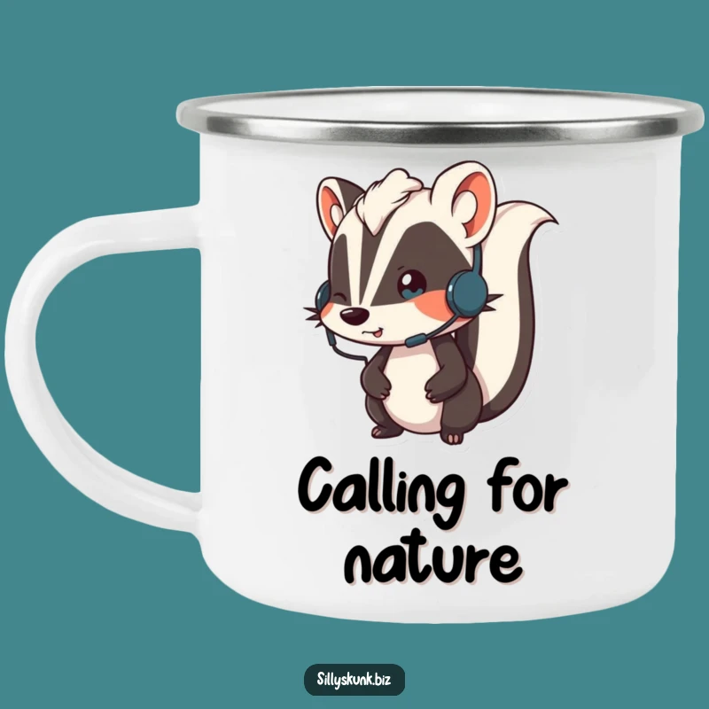 Funny Skunk Headset Camp Mug A Rugged and Hilarious Companion