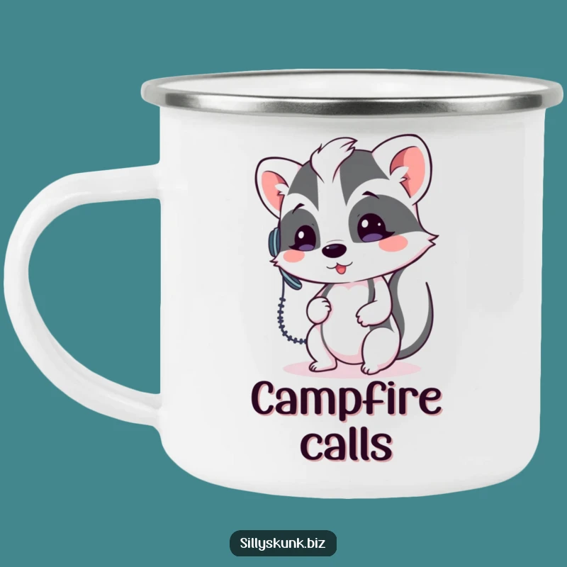 Funny Skunk Headset Camp Mug - Hilarious Outdoor Communication Gift