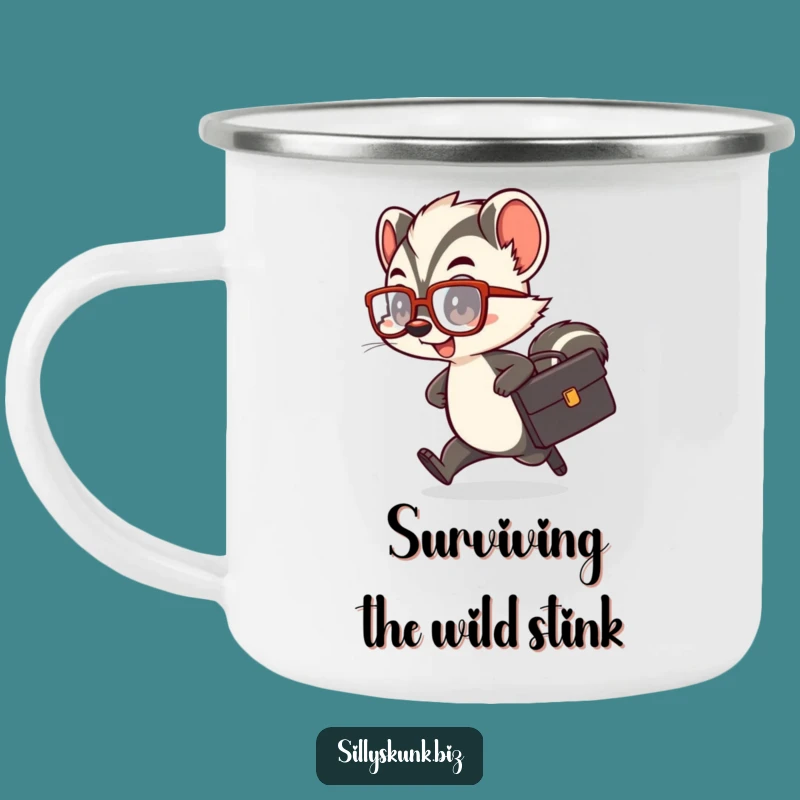 Funny Skunk Rushing Camping Mug: Hilarious Sips on the Go