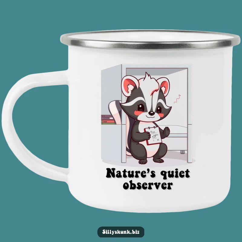 Funny Shy Skunk Doodling Camping Mug: Creative Sips in Nature