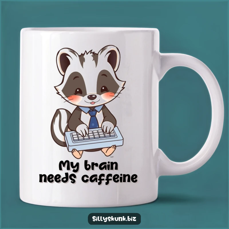 Funny Kawaii Skunk Typist Mug A Hilarious Office Gift for Keyboard Warriors