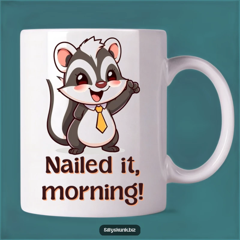 Funny Skunk Fist Pump Mug: Hilarious Success Celebration Gift