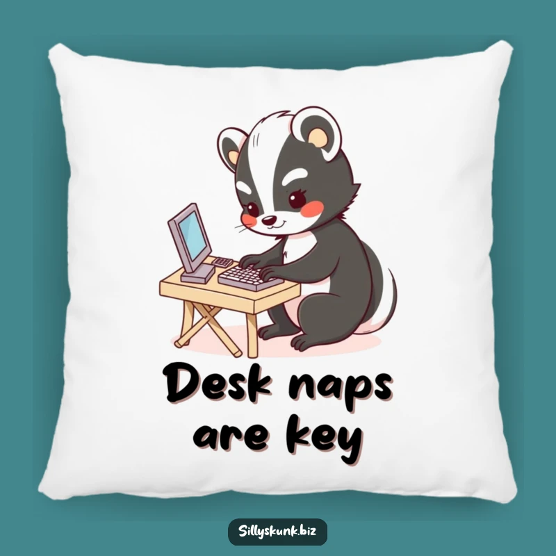 Funny Skunk Desk Pillow: Cozy Office Companion, Cute Comfort Gift