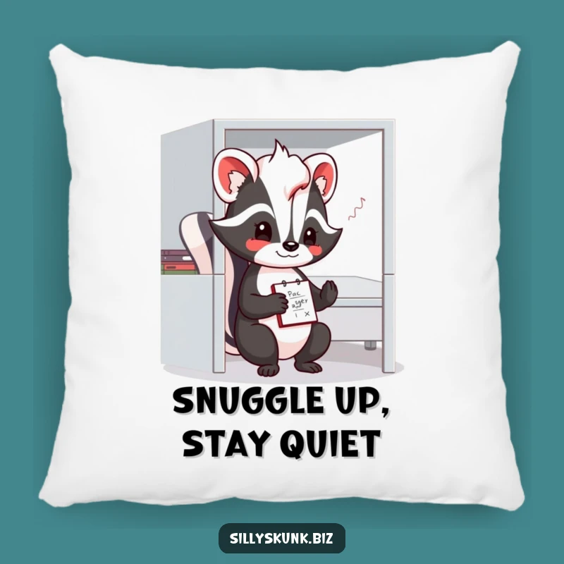 Funny Shy Skunk Doodling Pillow: Comfy and Hilarious Desk Accent