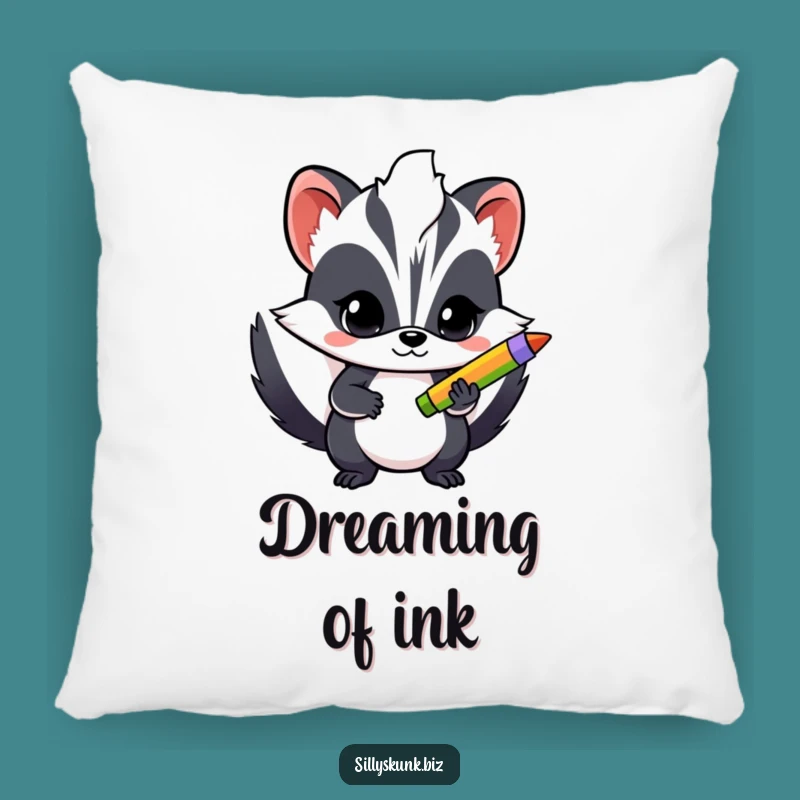 Funny Skunk Writer Pillow: Creative Comfort, Cozy Gift Idea