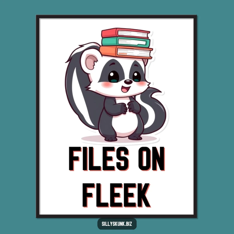 Funny Skunk Office Skater Digital Art: Instant Hilarious Decor Gift!