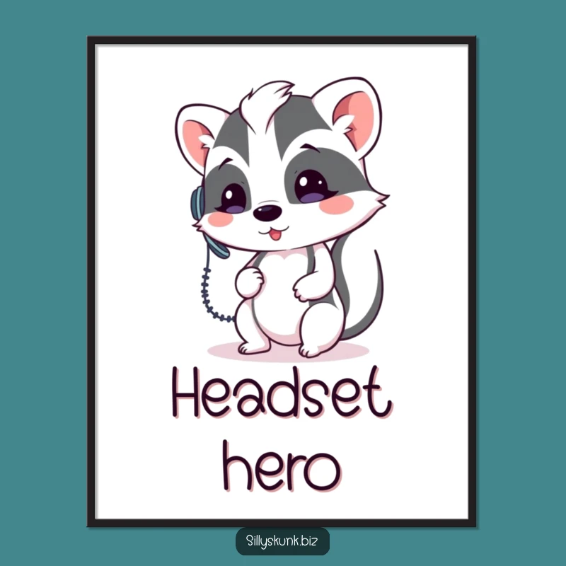 Funny Skunk Call Center Art Print - Hilarious Digital Download Decor