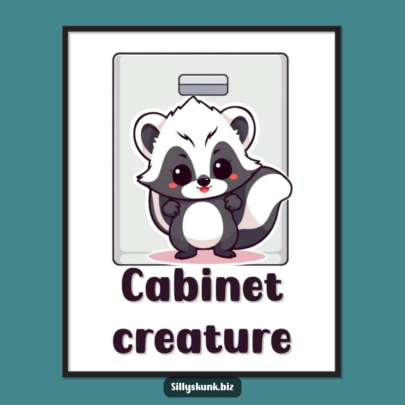 Funny Skunk Office Hideaway Art Print - Hilarious Digital Download Decor