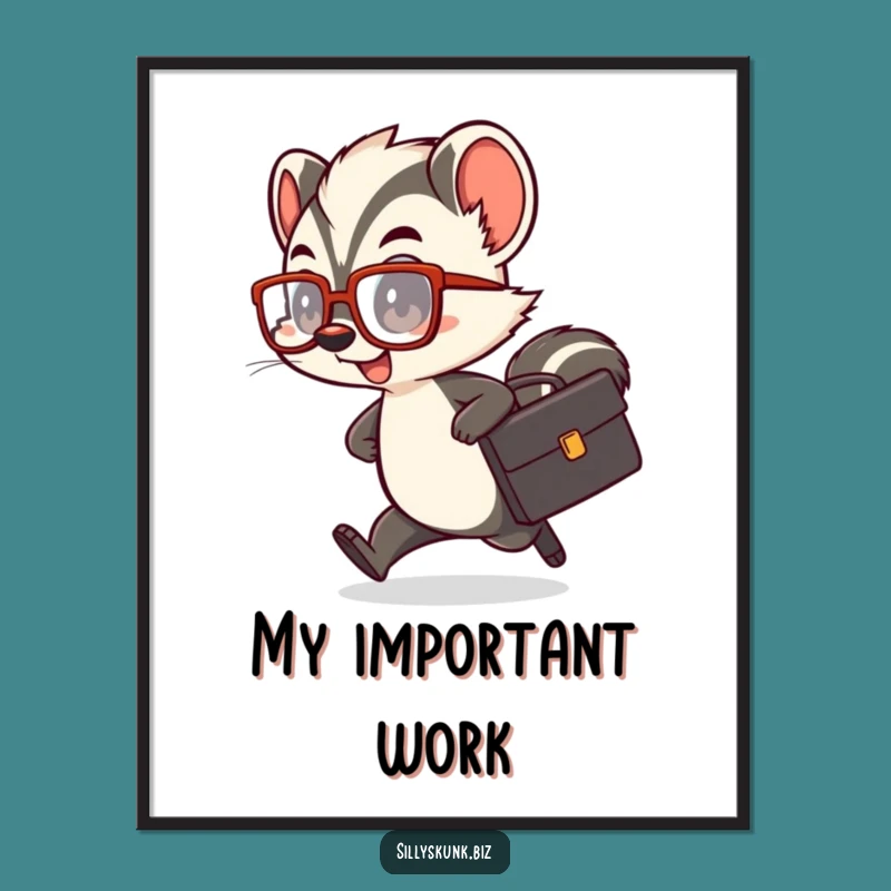 Funny Skunk Rushing Digital Art: Instant Hilarious Office Decor
