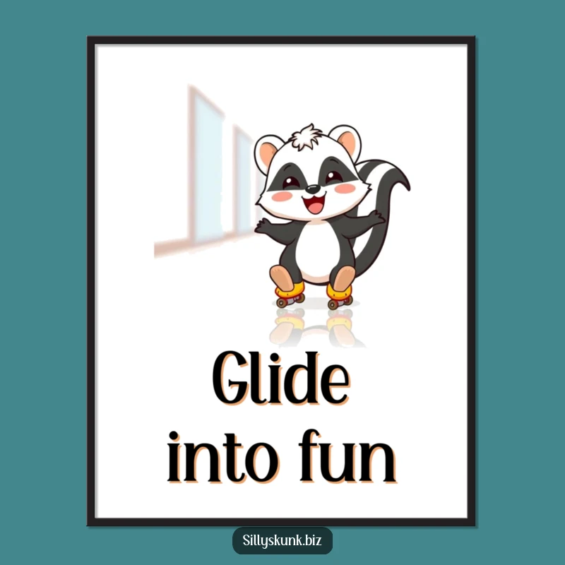 Funny Skunk Roller Digital Art: Instant Office Fun, Downloadable Gift