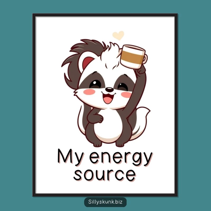 Funny Skunk Coffee Digital Art A Hilarious Downloadable Print