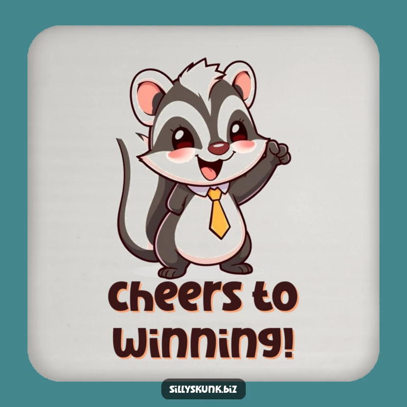 Funny Skunk Victory Coaster: Protect Surfaces with Celebratory Flair