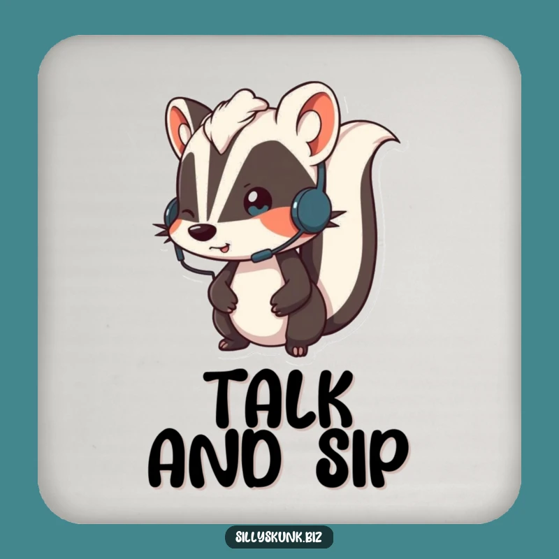 Funny Skunk Headset Coaster Set A Hilarious Touch for Your Table