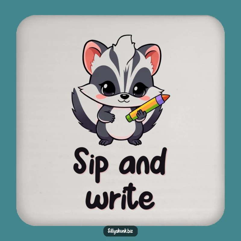 Funny Skunk Writer Coaster: Protect Surfaces, Creative Gift