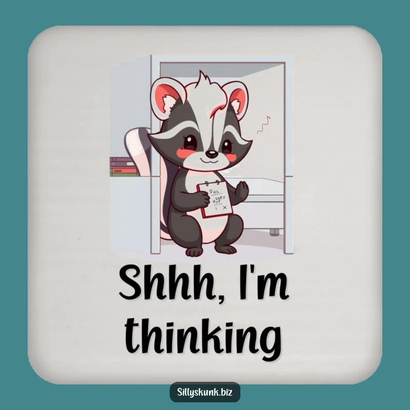 Funny Shy Skunk Doodling Coaster: Protect Surfaces with Gentle Humor
