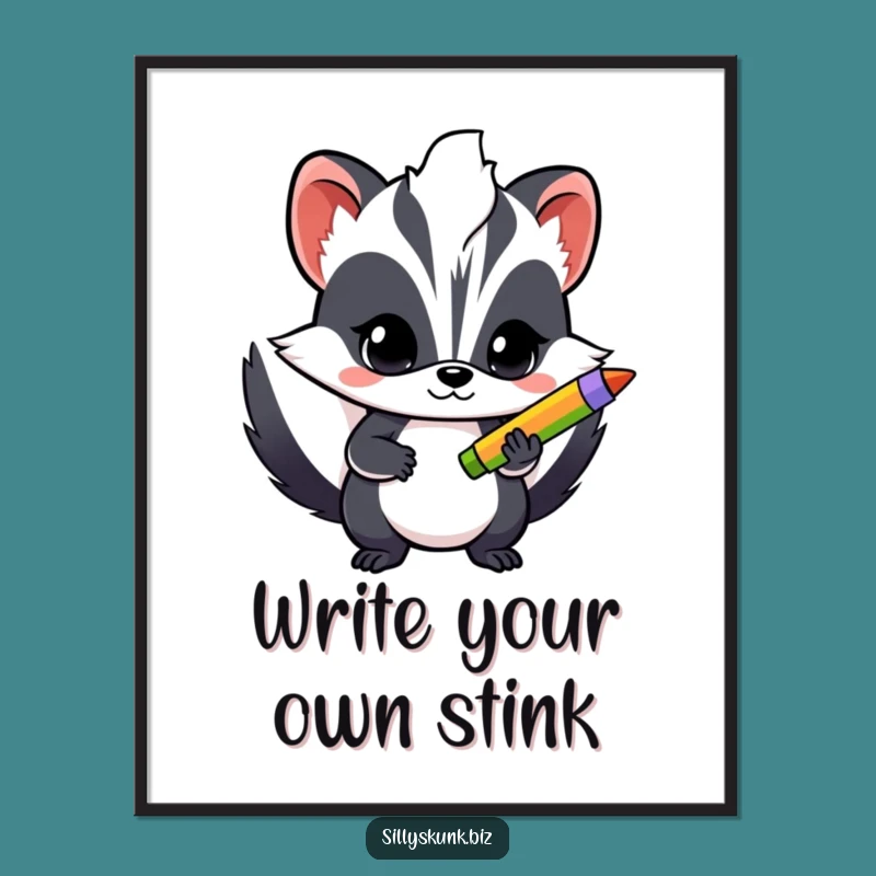 Funny Determined Skunk Poster: Creative Motivation, Wall Art Gift