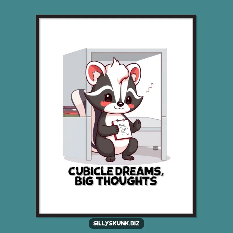 Funny Shy Skunk Cubicle Poster: Hilarious Office Art for Cozy Spaces