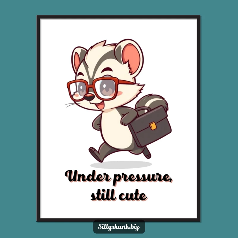 Funny Skunk Rushing Poster: Hilarious Office Decor for a Laugh