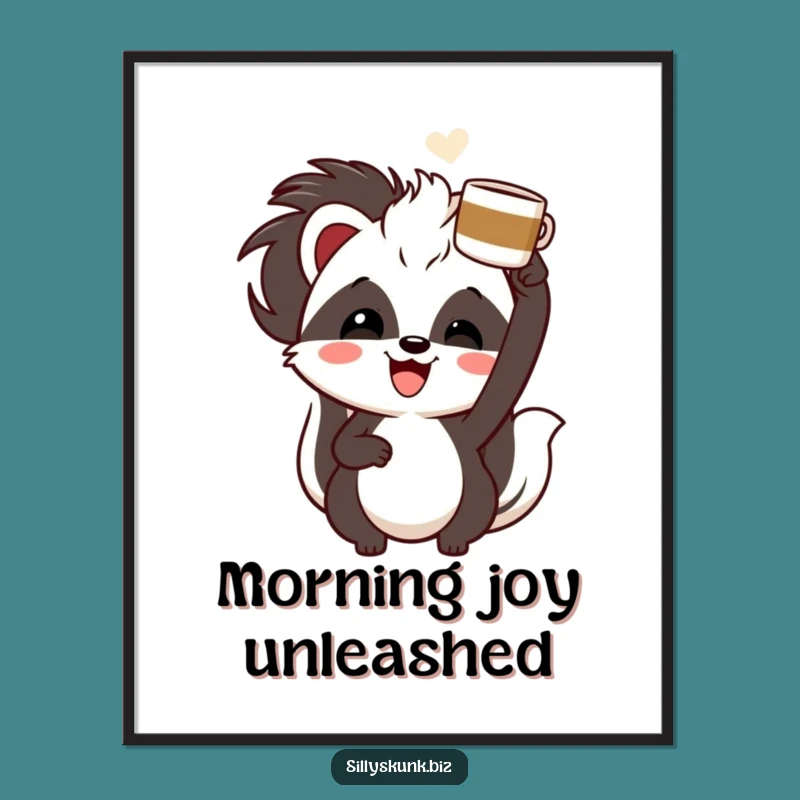 Funny Skunk Coffee Art Print A Hilarious Piece for Your Wall