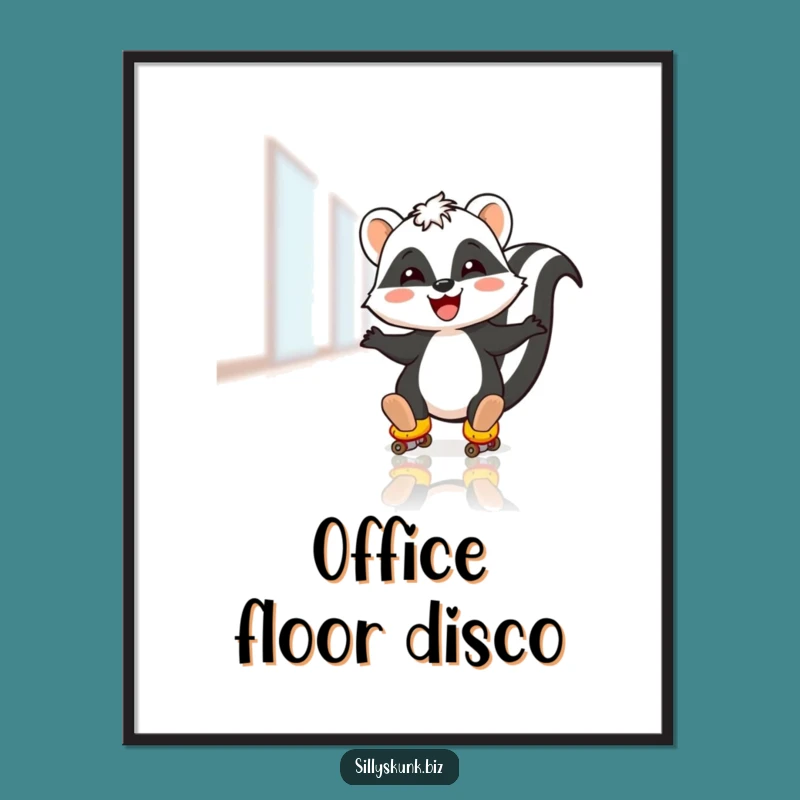 Funny Skunk Office Skate Poster: Dynamic Office Art, Wall Decor Gift