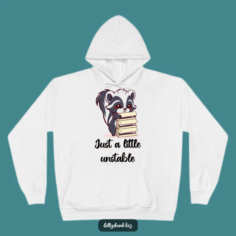 Cozy Funny Skunk Stapler Hoodie: Warm and Humorous Office Wear for Chilly Days
