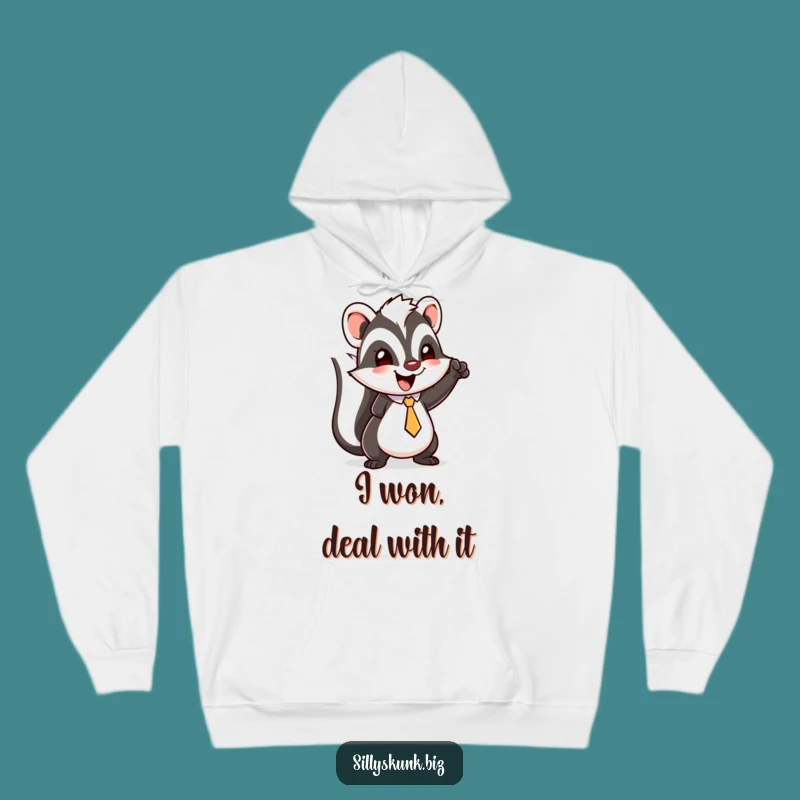 Funny Skunk Triumphant Hoodie: Cozy and Hilarious Celebration Wear