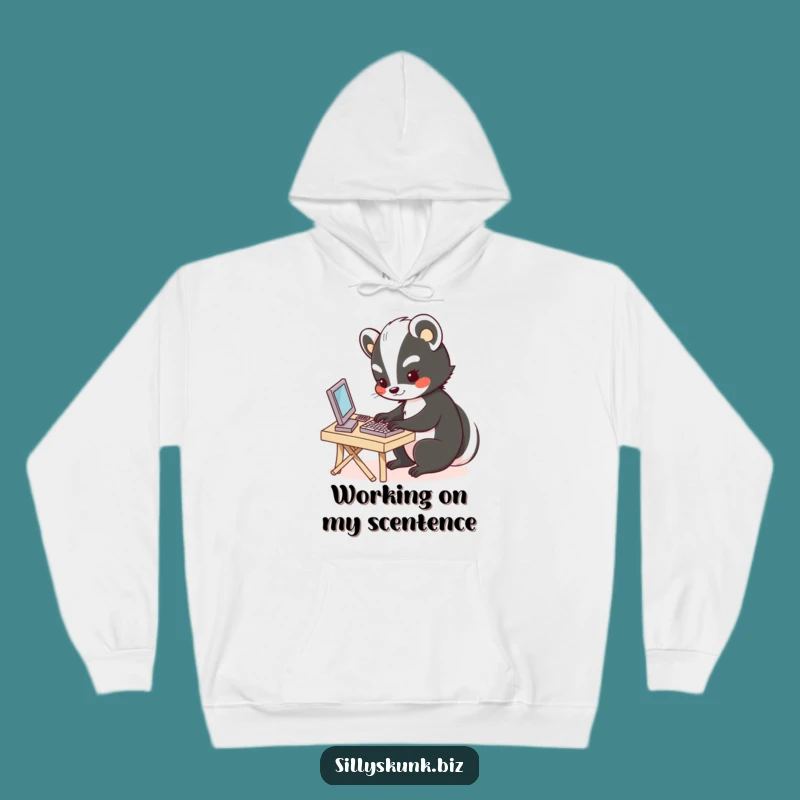 Cozy Funny Skunk Desk Hoodie: Stay Warm with Cute Office Vibes, Gift