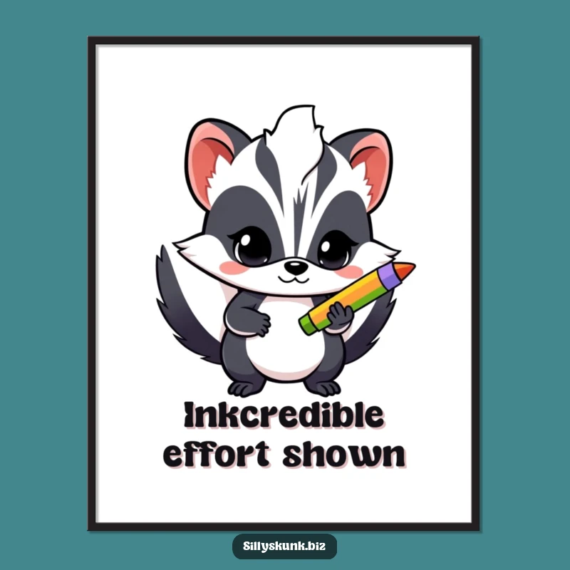 Free Printable Wall Art: Determined Skunk Writer Downloadable Decor