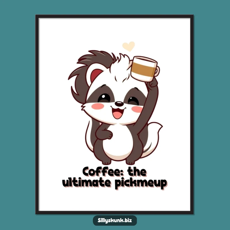 Free Printable Wall Art: Funny Skunk Coffee Celebration - Humorous Downloadable Decor!