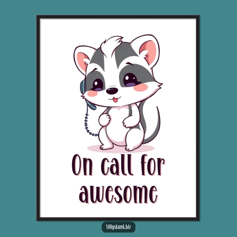 Free Printable Wall Art Skunk Headset Funny Downloadable Art DIY Office Decor