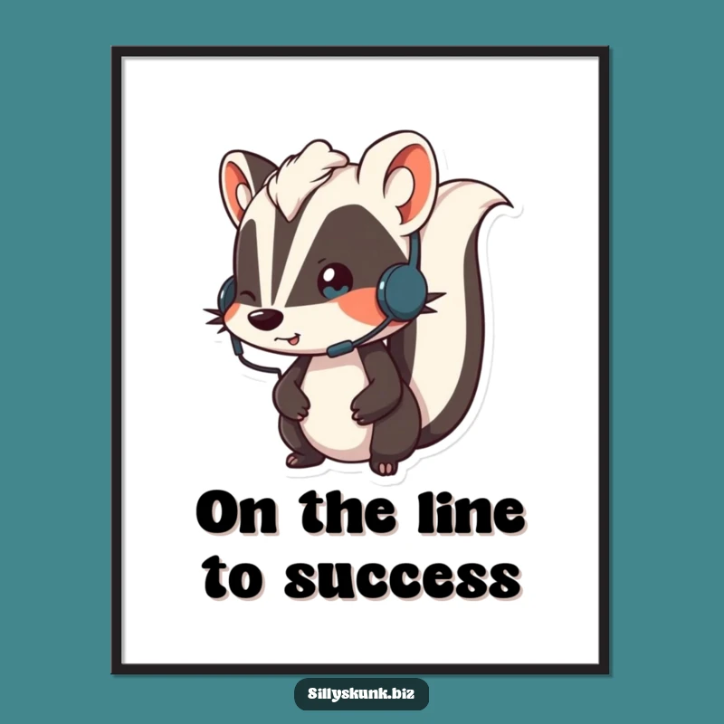 Free Printable Wall Art: Funny Skunk on Call - Humorous Downloadable Office Decor!
