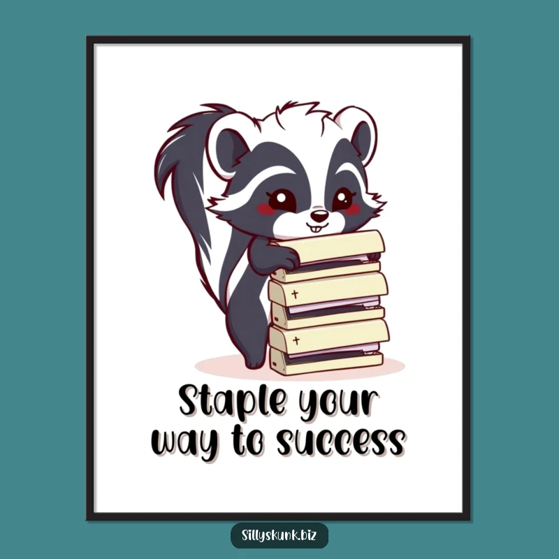 Free Printable Wall Art: Funny Skunk Stacking Staplers - Hilarious DIY Downloadable Office Decor!