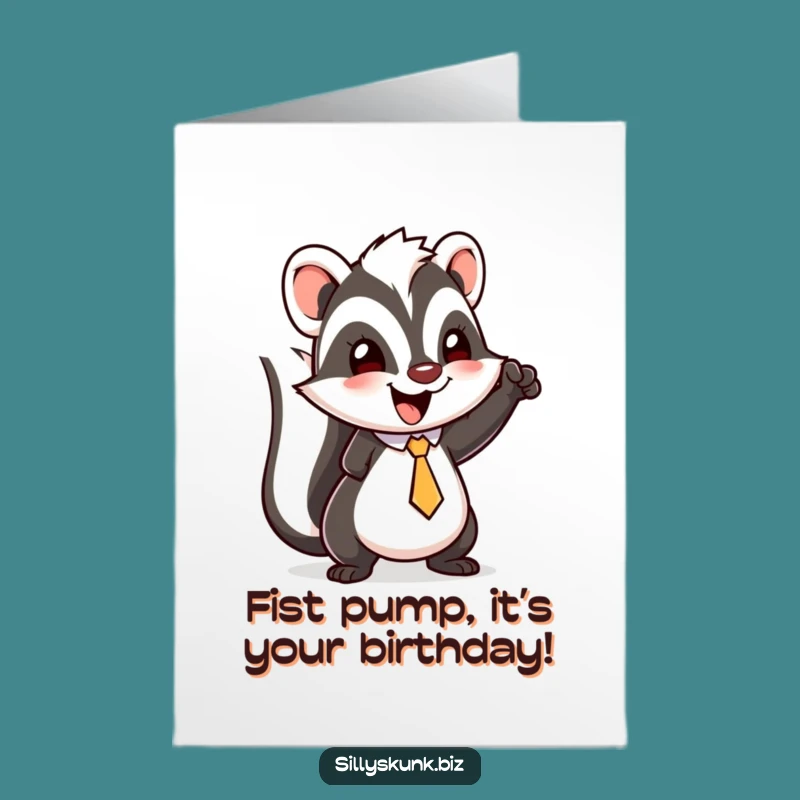 Free Printable Funny Skunk Fist Pump Birthday Card - Joyful Downloadable Gift