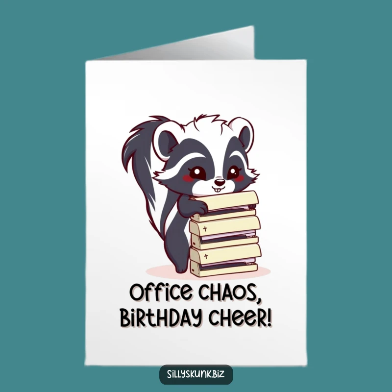 Free Printable Birthday Card: Funny Skunk Stacking Staplers - Hilarious DIY Downloadable Gift!