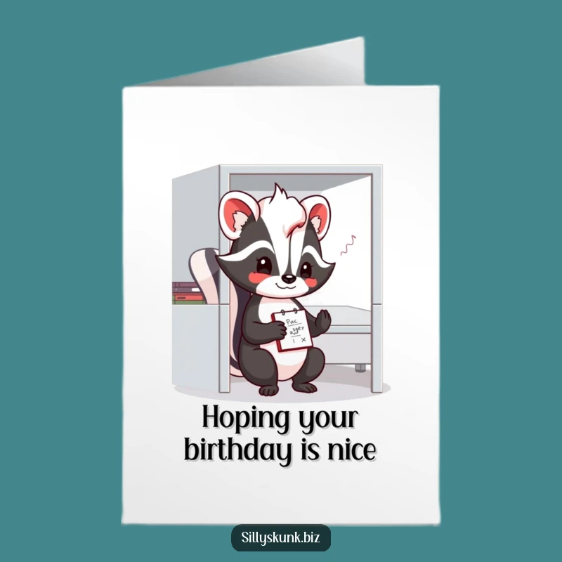 Free Printable Funny Skunk Cubicle Birthday Card - Gentle Downloadable Gift