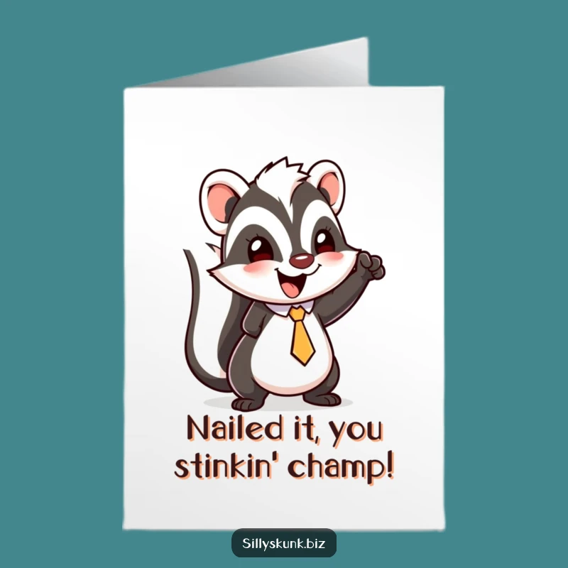 Free Printable Funny Skunk Congrats Card - Triumphant Downloadable Gift