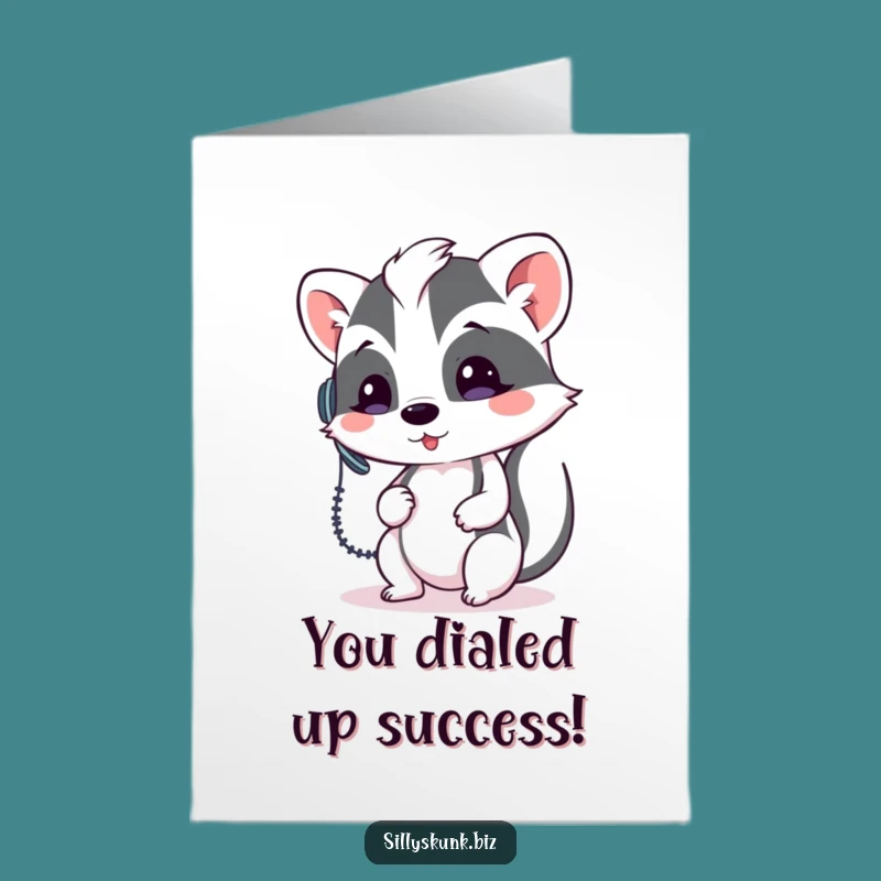 Free Printable Congrats Card Skunk Headset Funny Downloadable Gift DIY Success
