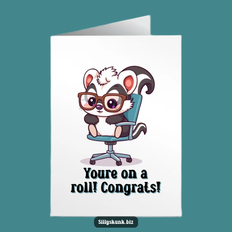 Free Printable Congrats Card: Skunk Chair Slide - Funny Downloadable Gift!