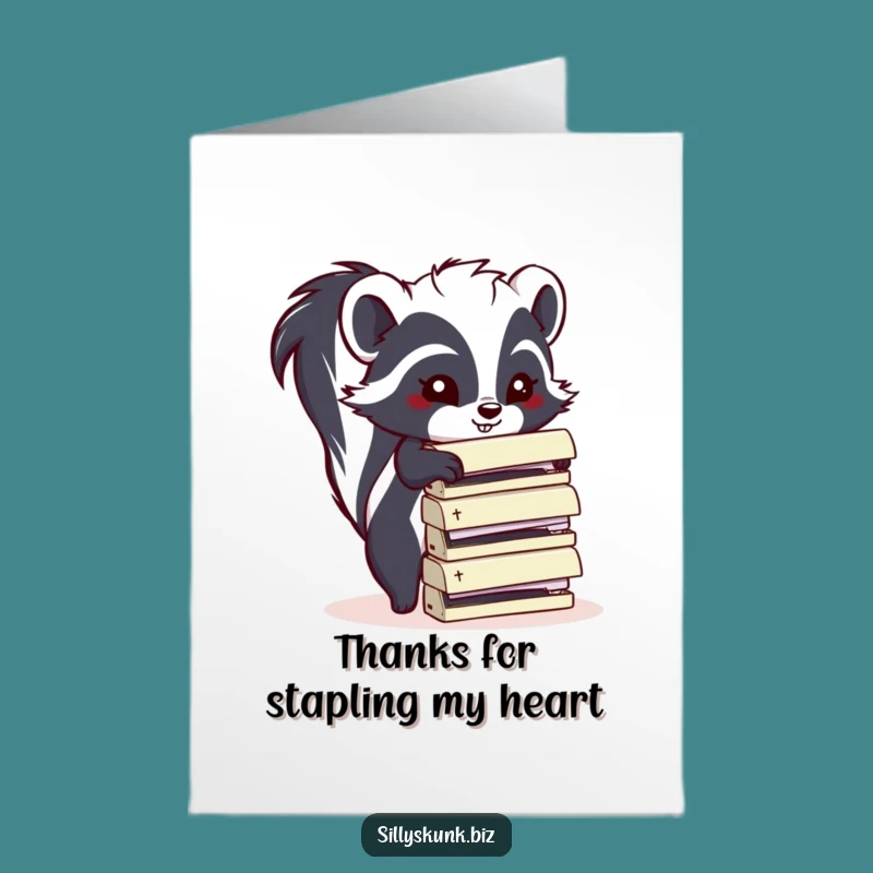 Free Printable Thank You Card: Funny Skunk Stacking Staplers - Hilarious DIY Downloadable Gift!