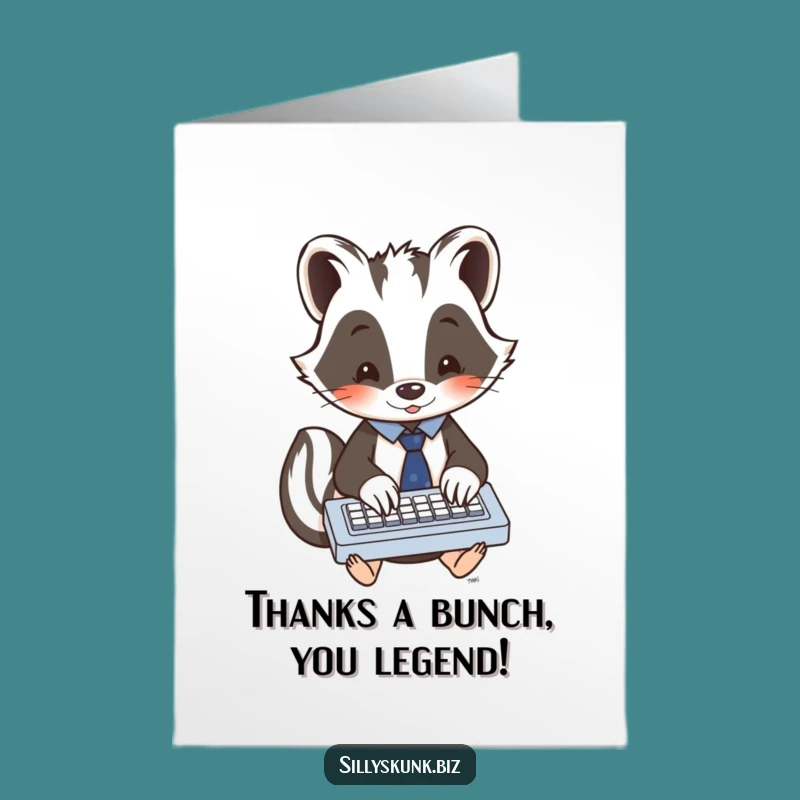 Free Printable Thank You Card: Skunk Typing Tie - Cute Downloadable Gift!