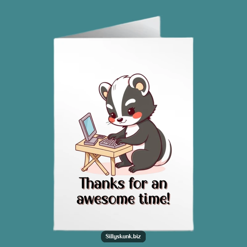 Free Printable Thank You Card: Skunk's Busy Thanks Downloadable Gift