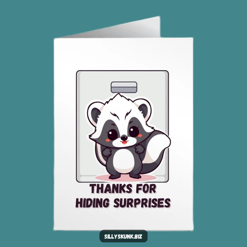 Free Printable Thank You Card Skunk Hiding Funny Downloadable Gift DIY