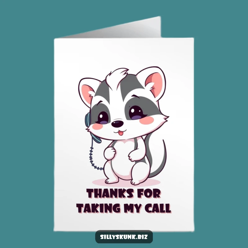Free Printable Thank You Card Skunk Headset Funny Downloadable Gift DIY