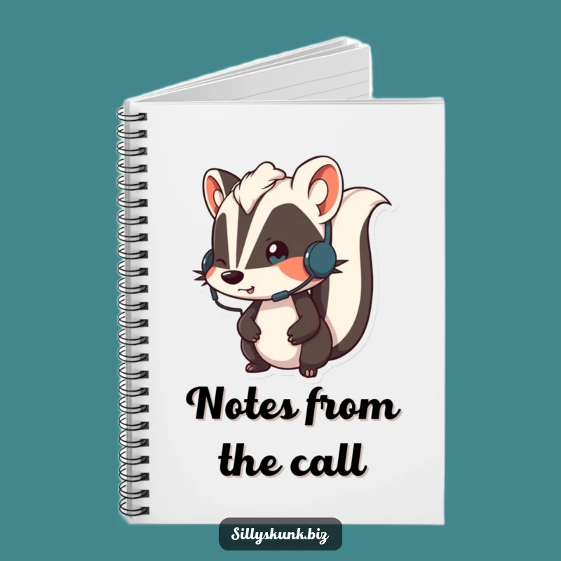 Funny Skunk Headset Notebook A Hilarious Journal for Your Calls