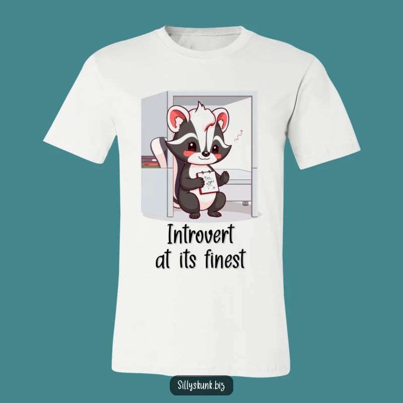 Funny Shy Skunk Doodling T-Shirt: Hilarious Introvert Office Tee