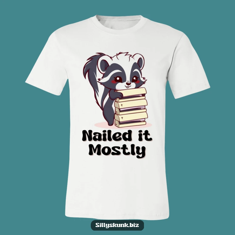 Funny Skunk Stapler Stacker T-Shirt: Comedic Office Apparel for a Good Laugh