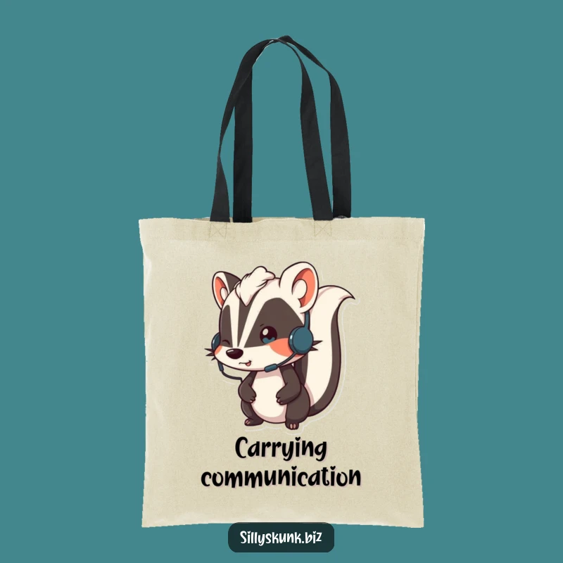Funny Skunk Headset Tote Bag A Hilarious Accessory for Busy Bees